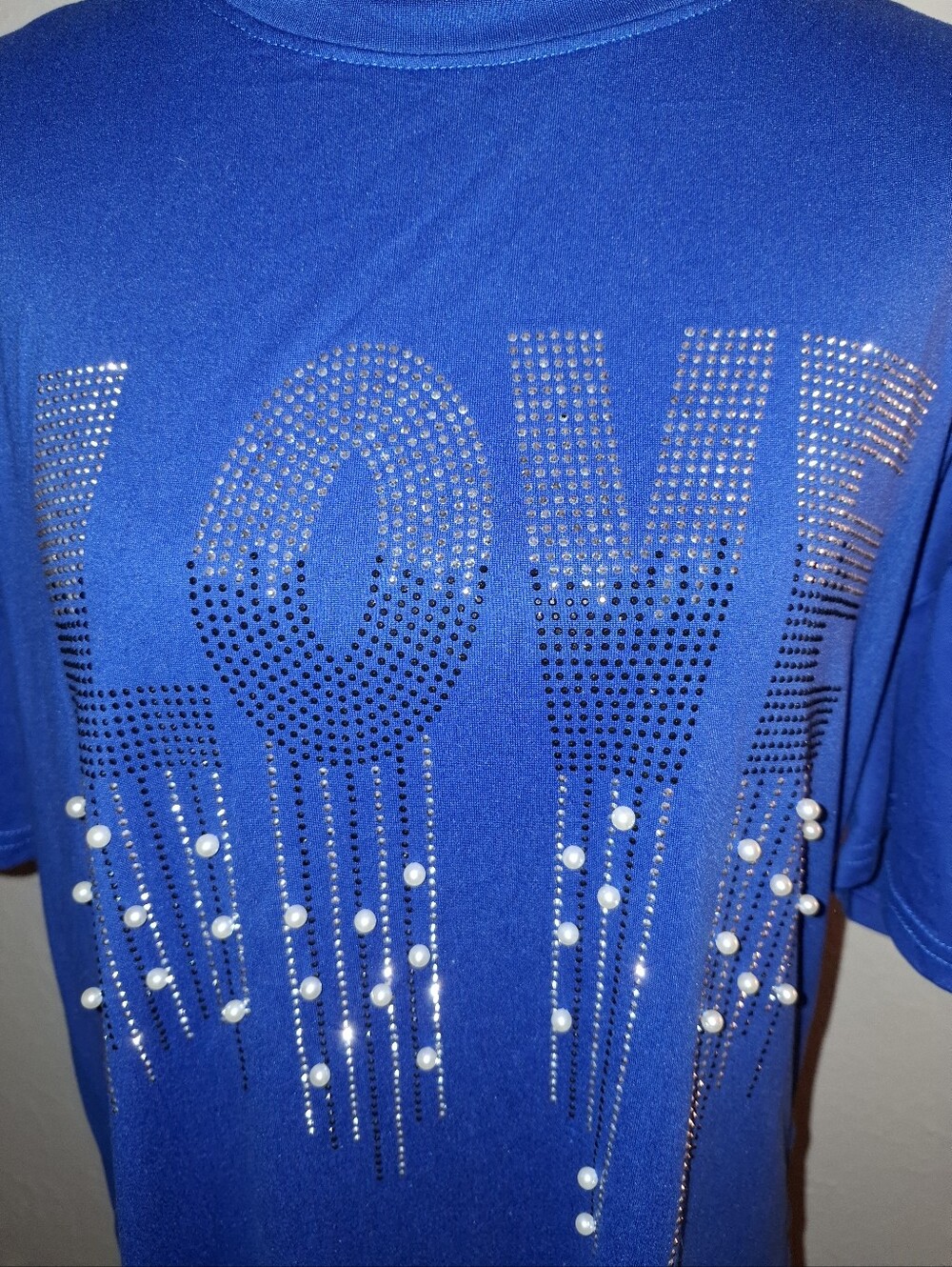 Unisex' Blue 'LOVE' Rhinestone Tee - Picture 2 of 5